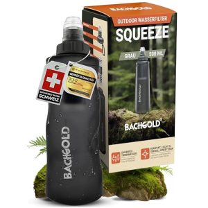 Bachgold® Squeeze Wasserfilter Outdoor – Ultraleicht, 500 L Kapazität, entfernt Bakterien & Mikroplastik für Camping & S